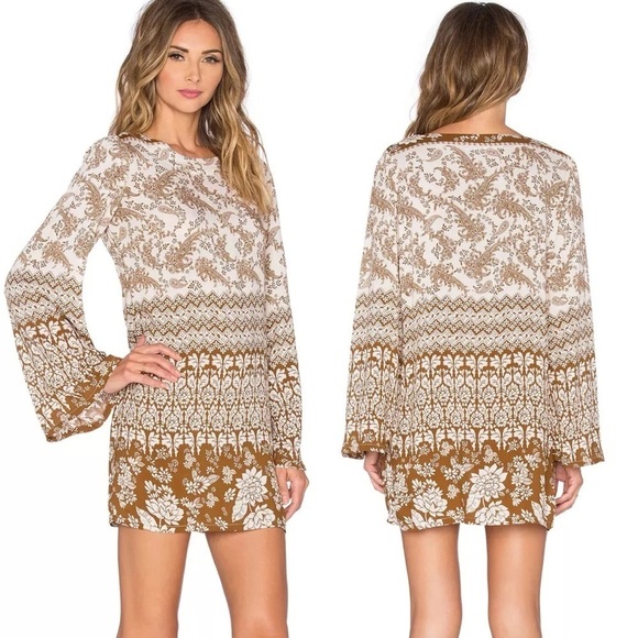 Novella Royal Fever Long Sleeve Mini Dress In Rust Hazely Women's Size S - Picture 1 of 6